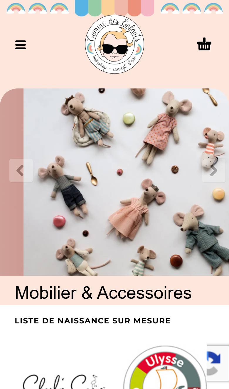 Site Comme des Enfants — vue mobile