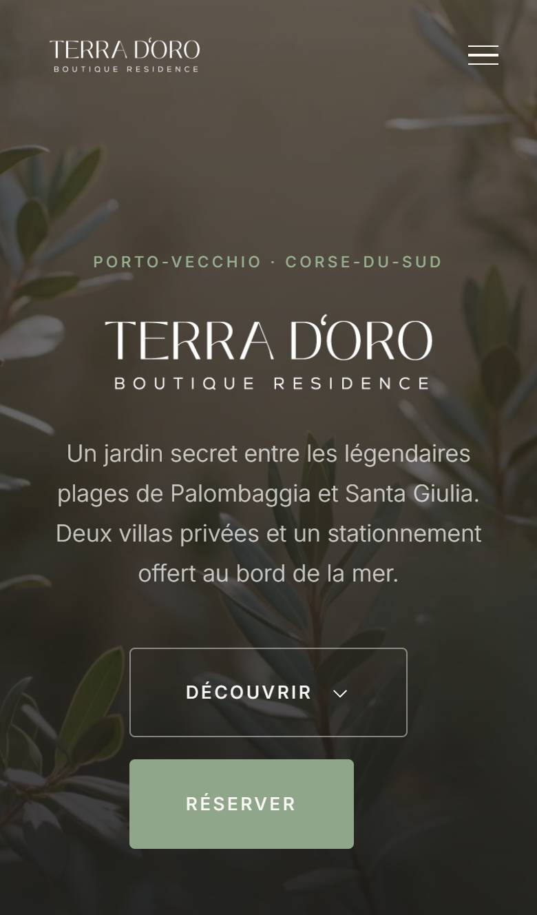 Site Terra d'Oro — vue mobile