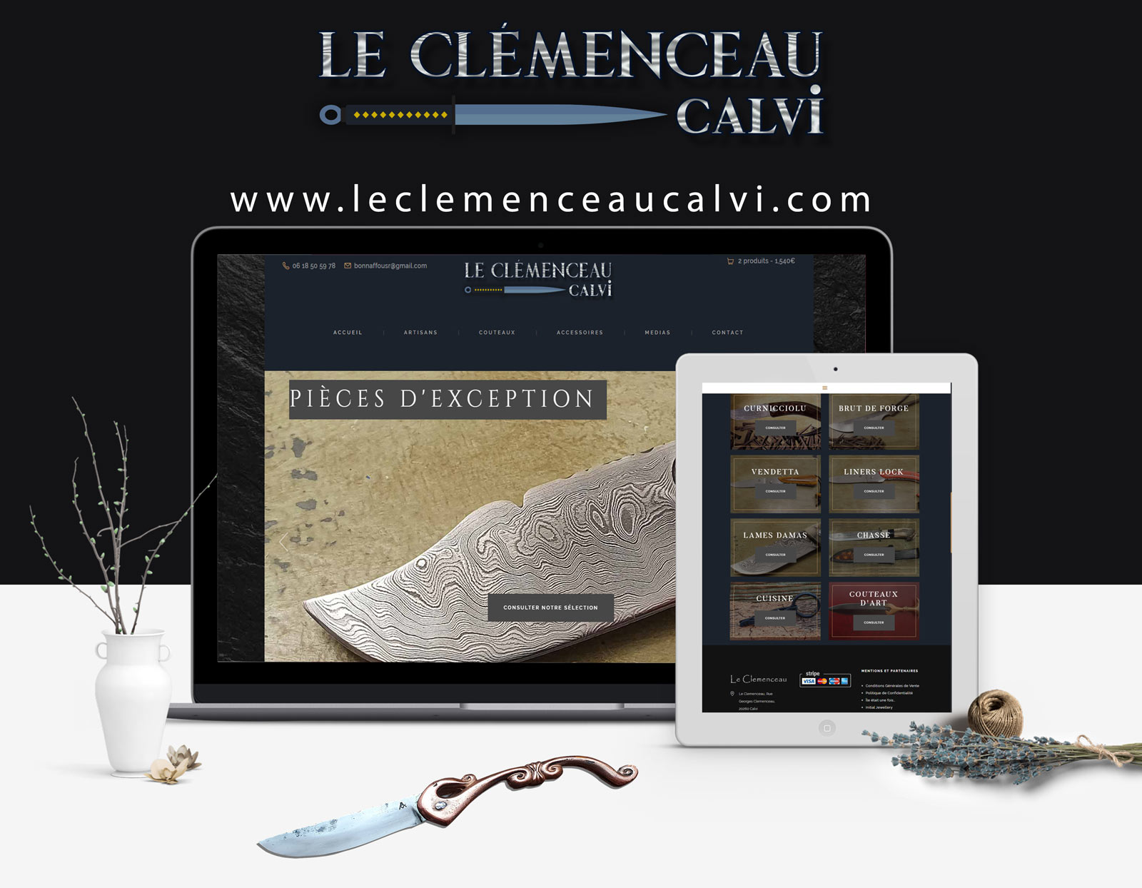 Creation site web Le Clemenceau Calvi corse mockup